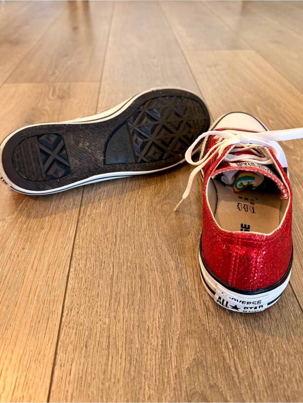 Converse Red Glitter Low Top Sneakers - Picture 4 of 4